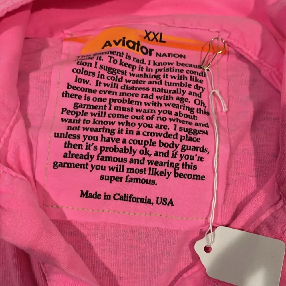 NWT Aviator Nation Polo shirt in Neon Pink Sz XXL - Picture 3 of 3